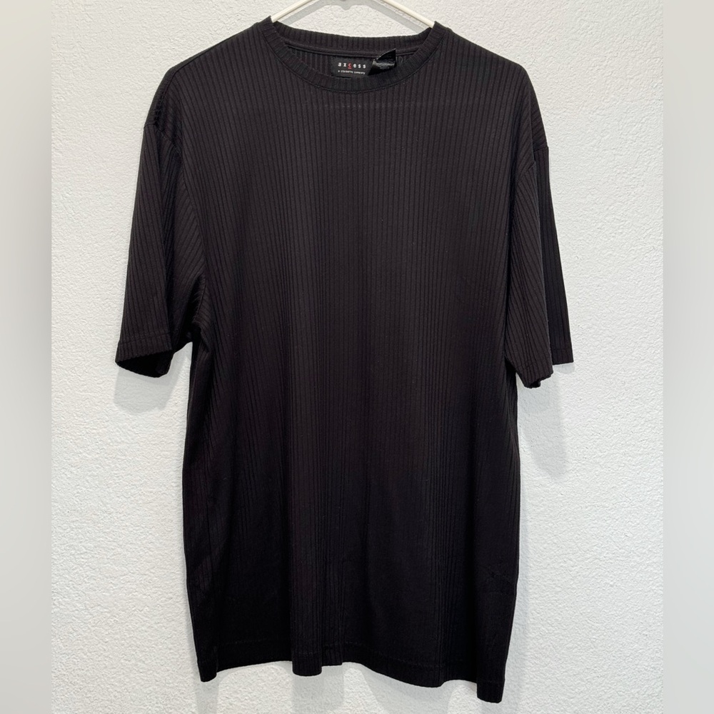 Axcess Black Ribbed T-Shirt | Size: XL